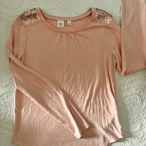 Light Pink Sequin Cute NWOT Gap Kids Long Sleeved Shirt Girls Size 14/16